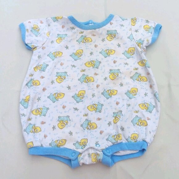 VTG Sesame Street Big Bird Baby Romper One Piece Bodysuit 6-9 Months 100% Cotton - Picture 1 of 8